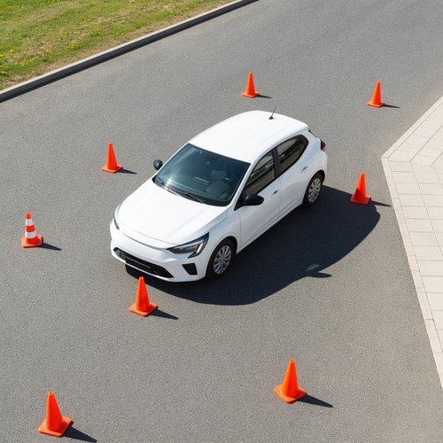 Parking practice with a dual-control hatchback